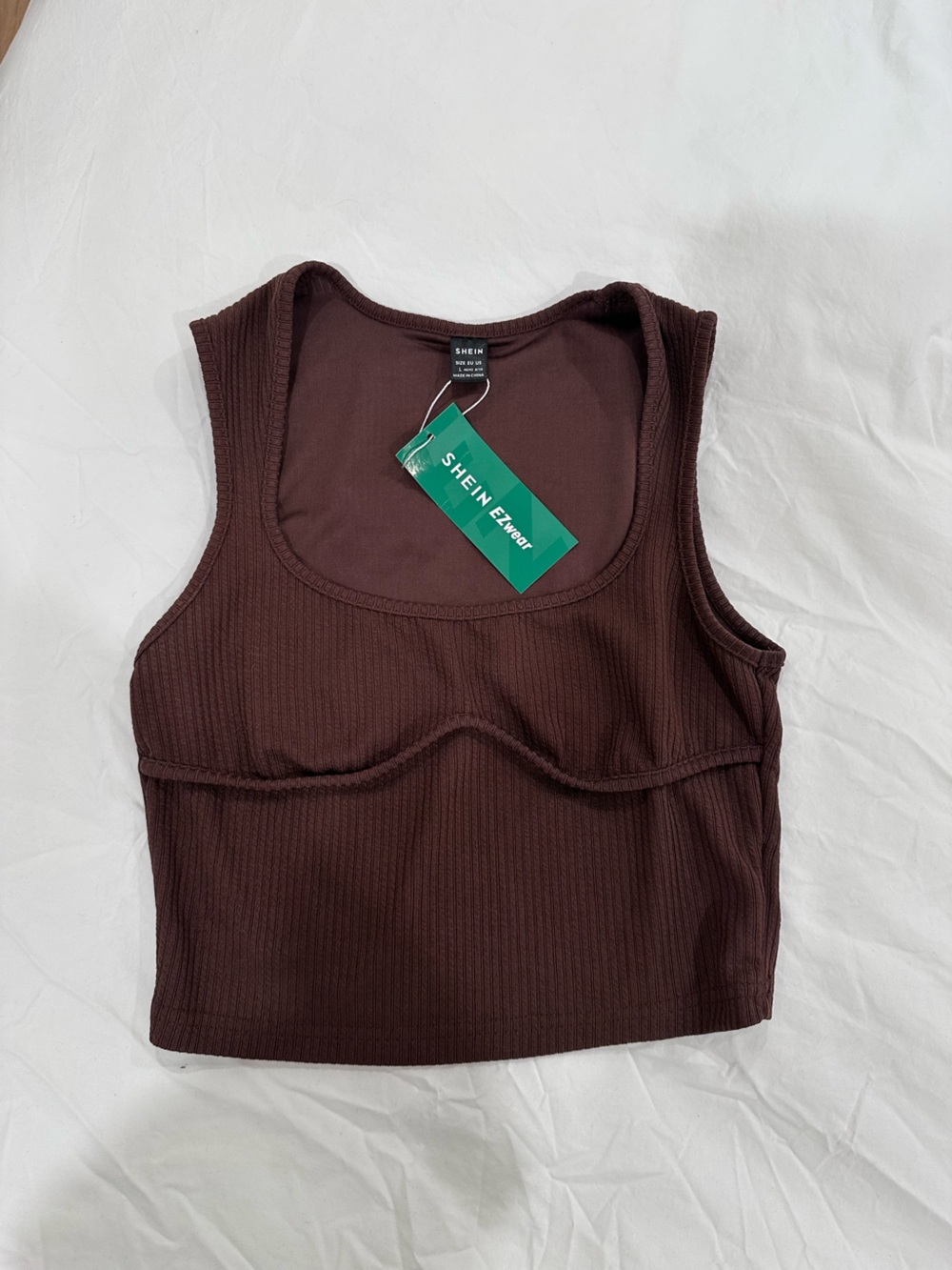 NWT SHEIN Dark Brown Ribbed Crop Tank